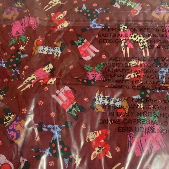 New Vera Bradley Essential Grand Tote Holiday Hounds - Picture 5 of 5